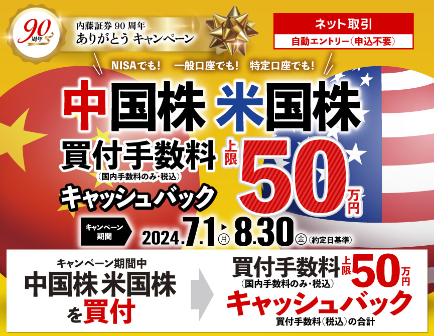 【ネット取引】内藤証券90周年ありがとうキャンペーン