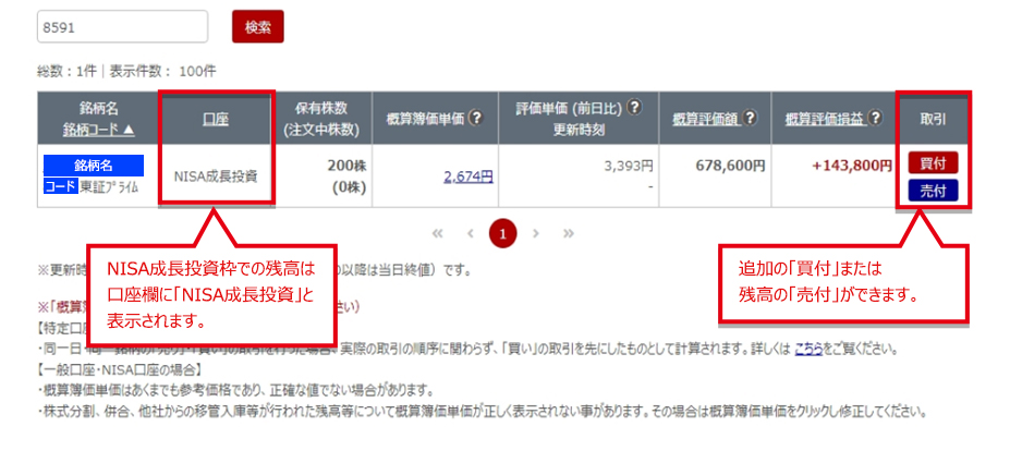 NISA口座 買い注文の入力